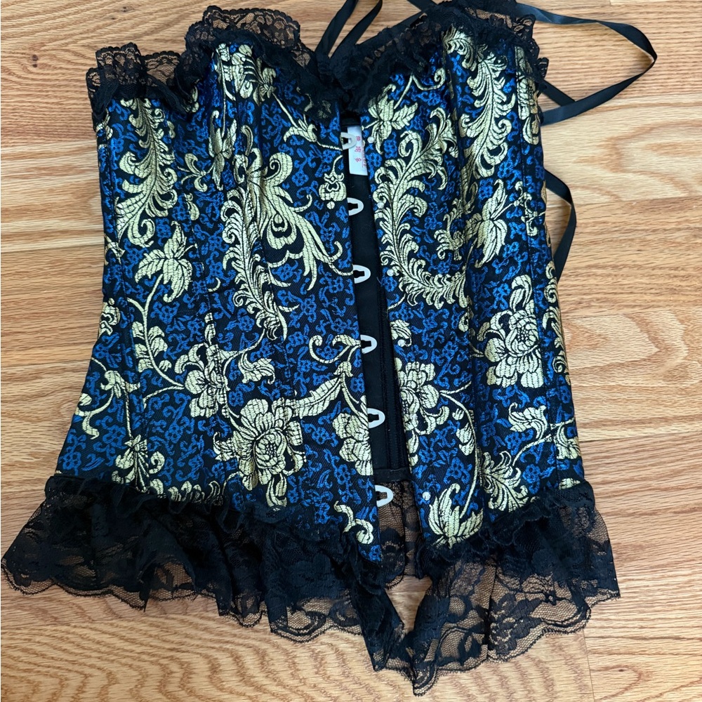 Blue and Gold Lace Corset